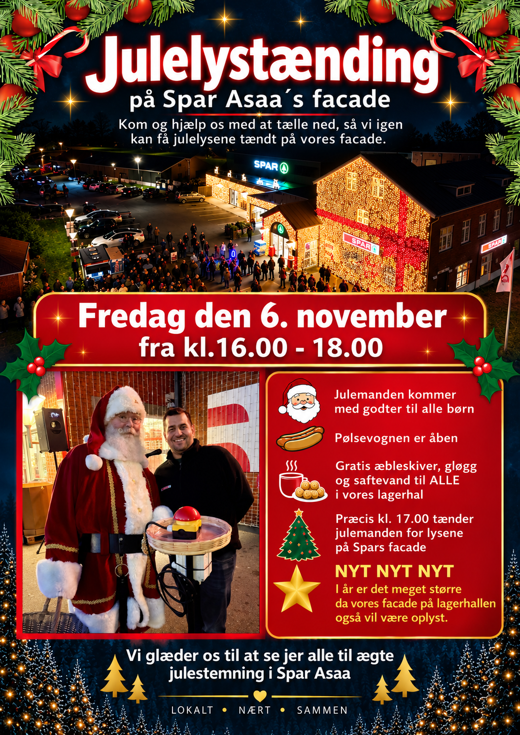 Julelystænding på Spar Asaa