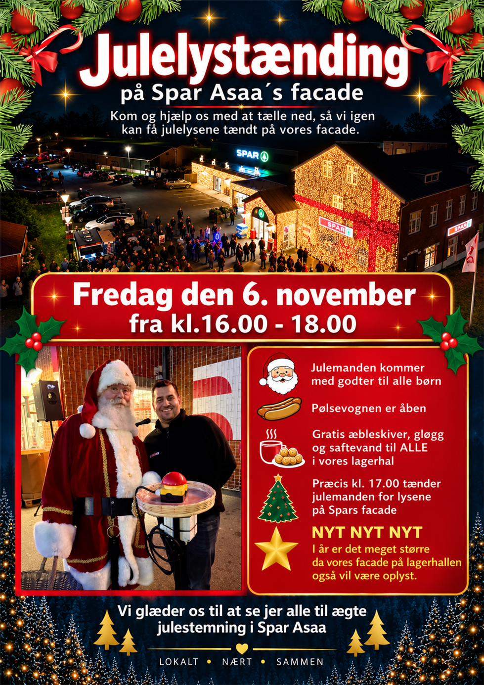 Julelystænding på Spar Asaa